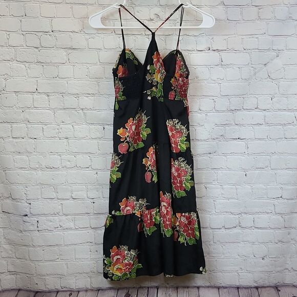 American Eagle Dress Babydoll Corset Black Floral Tiered Slip Sundress Summer - Picture 5 of 11